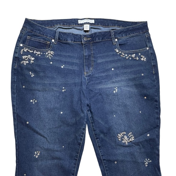 Cato Dark Wash High Rise Crystal Jewel Embellished Curvy Jean Women’s 18 - Picture 4 of 7